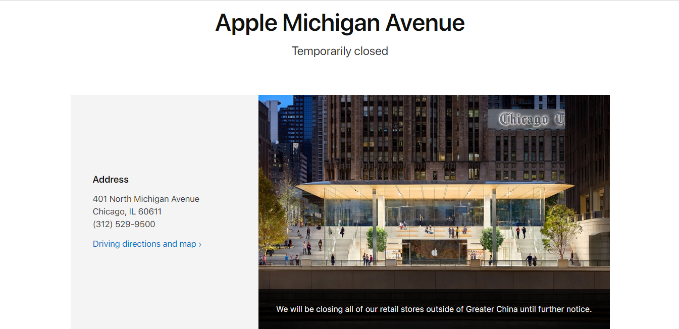 Apple thay đổi thông báo lệnh đóng cửa toàn bộ Apple Store vô thời hạn trên toàn cầu, ngoại trừ Trung Quốc